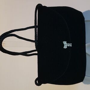 CAROLYNE BARTON NIGHT BLACK VALVET EVENING BAG